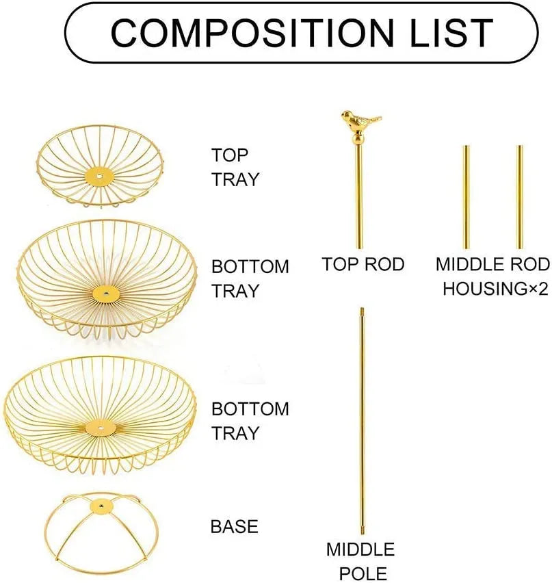 3 Tier Wire Round Fruits Basket