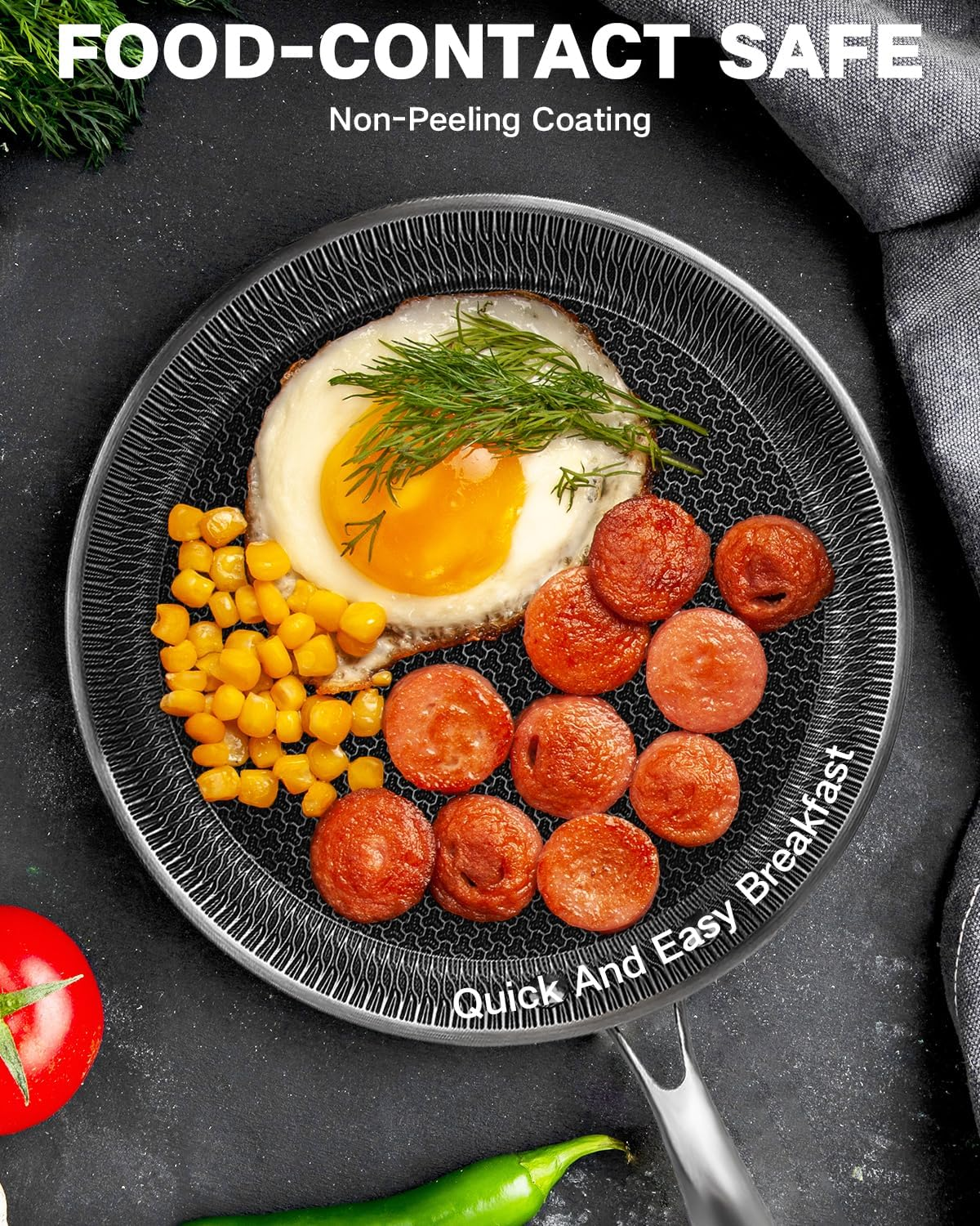 32cm Single Handle Non-Stick Laser Coated Honeycomb Tawa