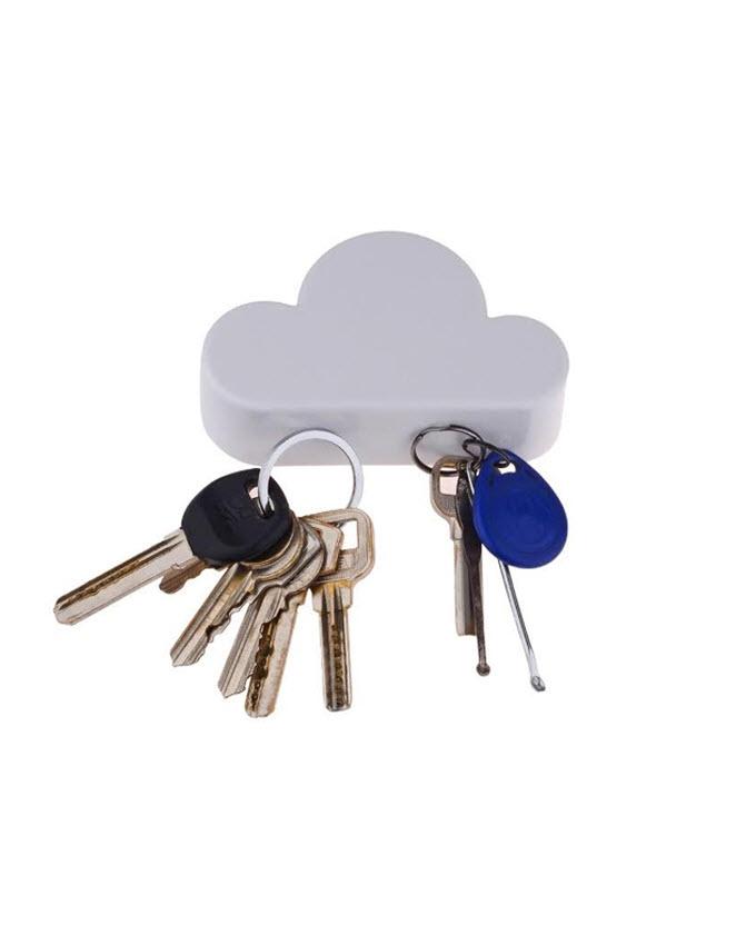 Novelty Cloud Shape Magnetic Key Holder - White