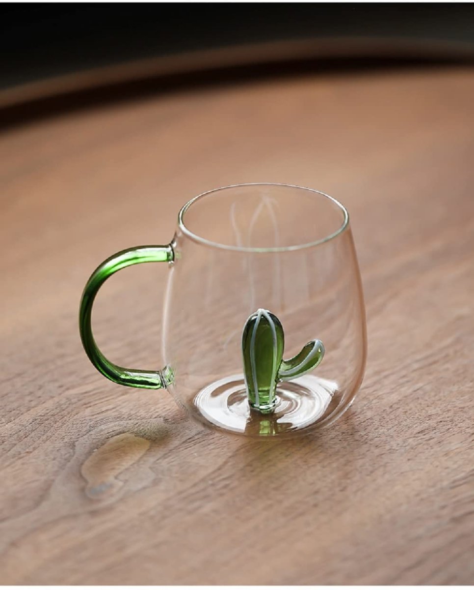 3D Cactus Plant Inside Glass Mug with Handle - Techmanistan in Pakistan