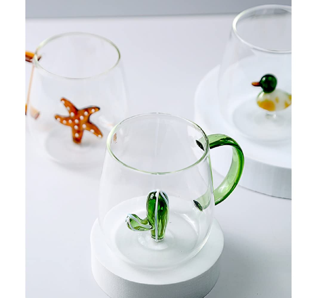 3D Cactus Plant Inside Glass Mug with Handle - Techmanistan in Pakistan