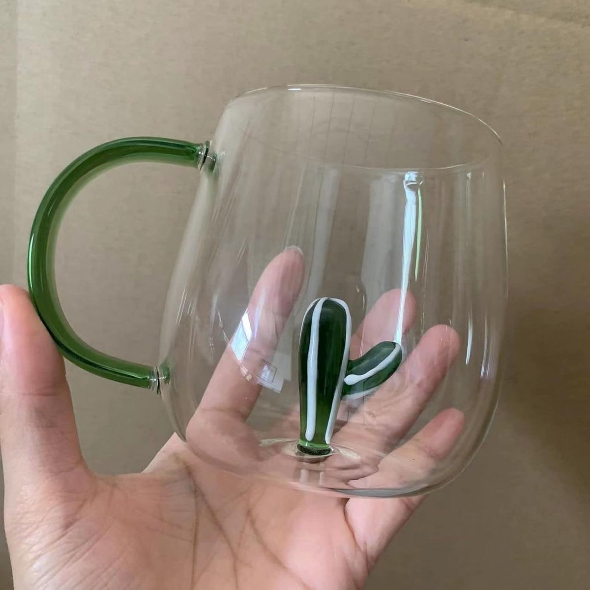 3D Cactus Plant Inside Glass Mug with Handle - Techmanistan in Pakistan