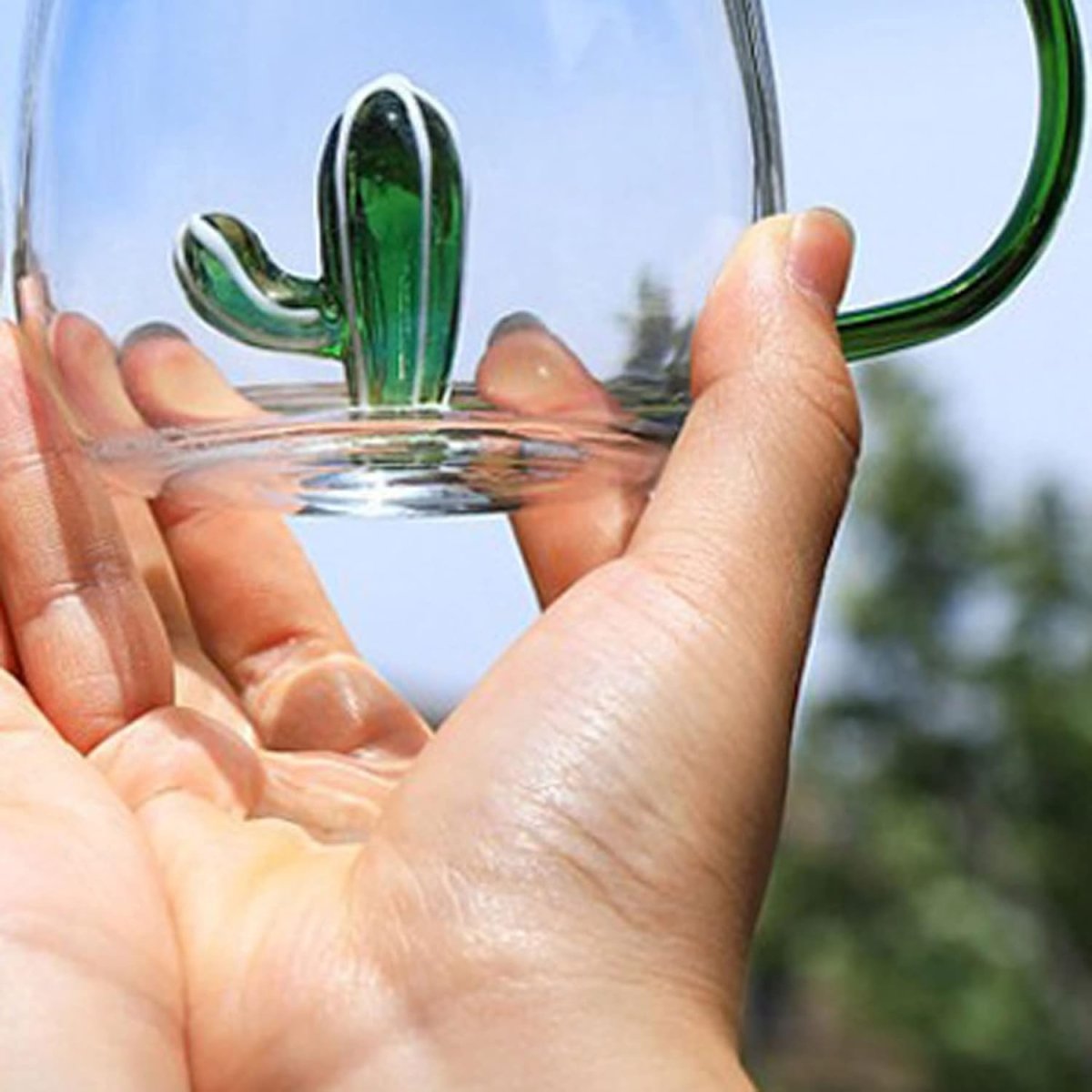 3D Cactus Plant Inside Glass Mug with Handle - Techmanistan in Pakistan