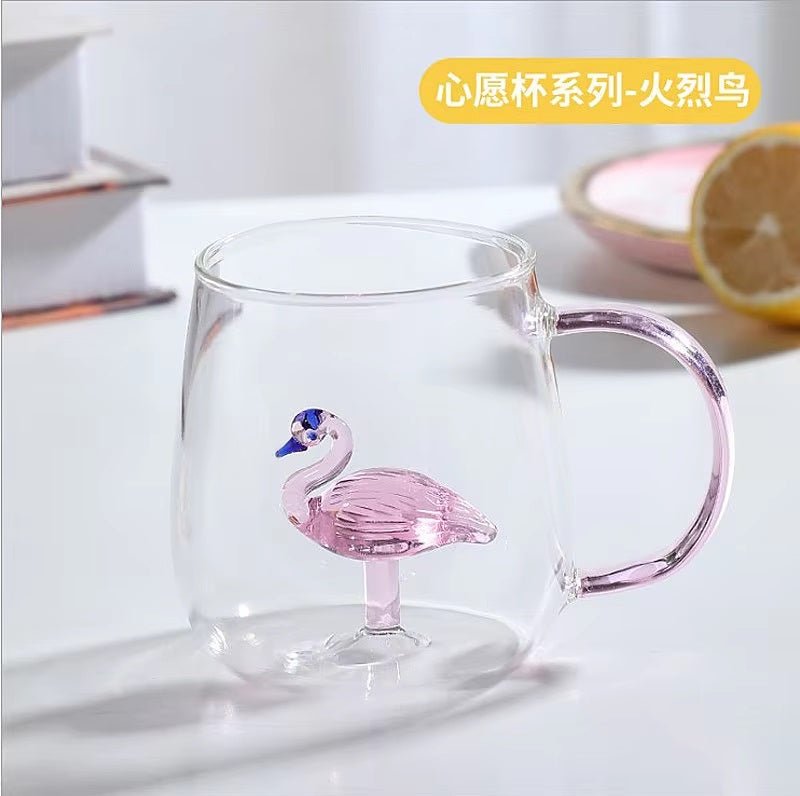 3D Flamingo Inside Glass Mug with Handle - Techmanistan in Pakistan