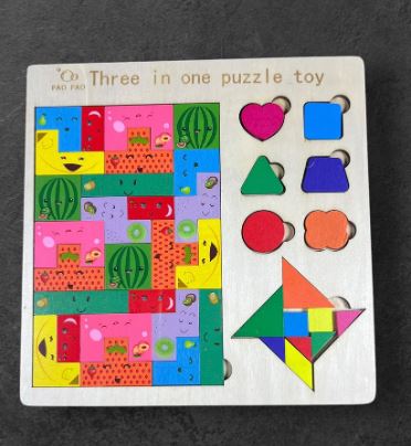 3in1 Wooden Puzzle Blocks Board - Techmanistan in Pakistan