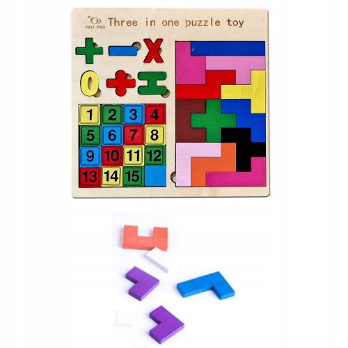 3in1 Wooden Puzzle Blocks Board - Techmanistan in Pakistan