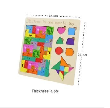 3in1 Wooden Puzzle Blocks Board - Techmanistan in Pakistan