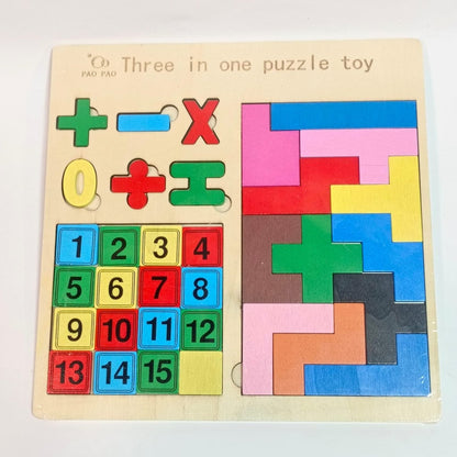 3in1 Wooden Puzzle Blocks Board - Techmanistan in Pakistan
