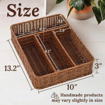 4 Compartment Rattan Spoon/Utensils Holder - Techmanistan in Pakistan