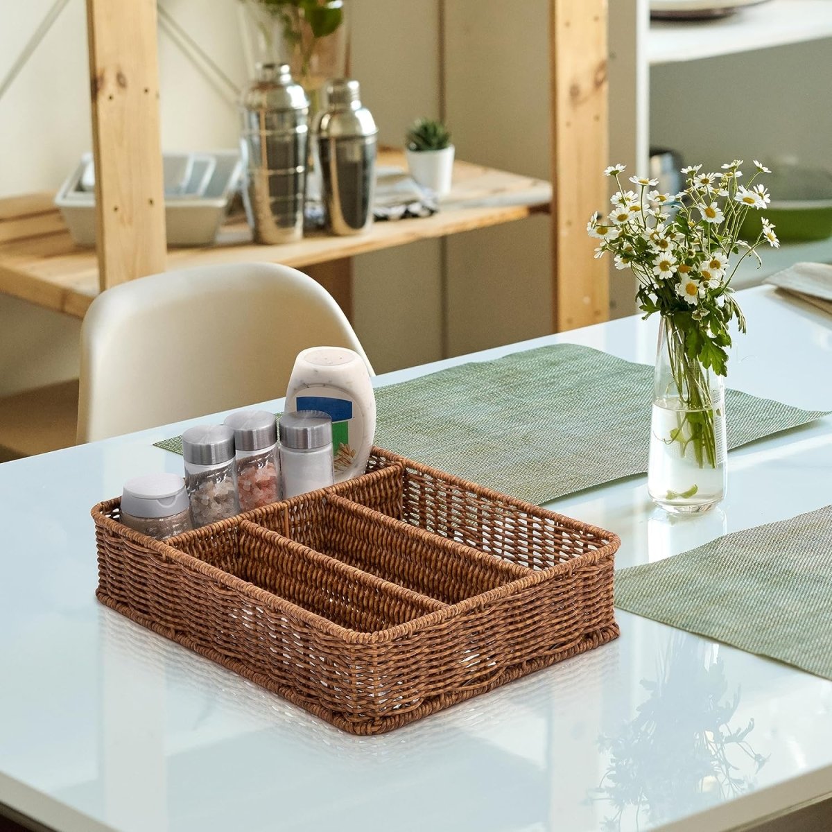 4 Compartment Rattan Spoon/Utensils Holder - Techmanistan in Pakistan