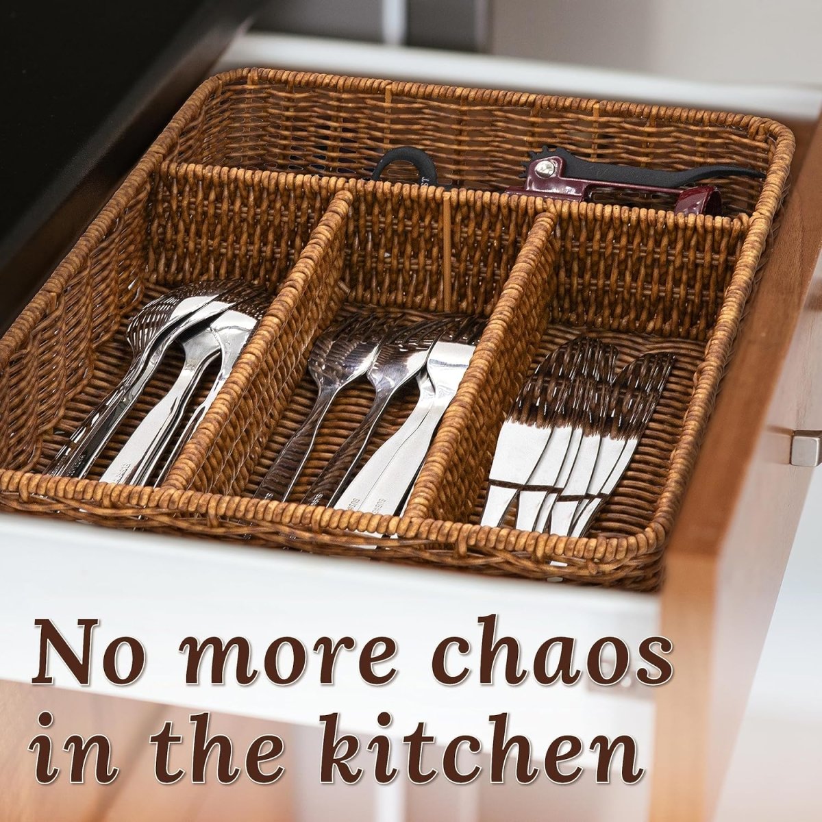 4 Compartment Rattan Spoon/Utensils Holder - Techmanistan in Pakistan