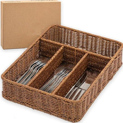 4 Compartment Rattan Spoon/Utensils Holder - Techmanistan in Pakistan