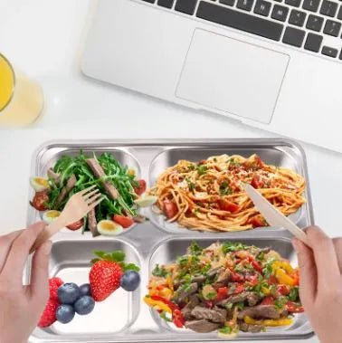 4 Compartments Stainless Steel Thali Plate - Techmanistan in Pakistan