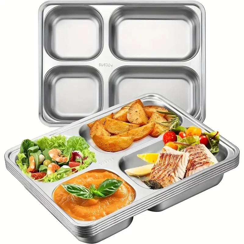 4 Compartments Stainless Steel Thali Plate - Techmanistan in Pakistan