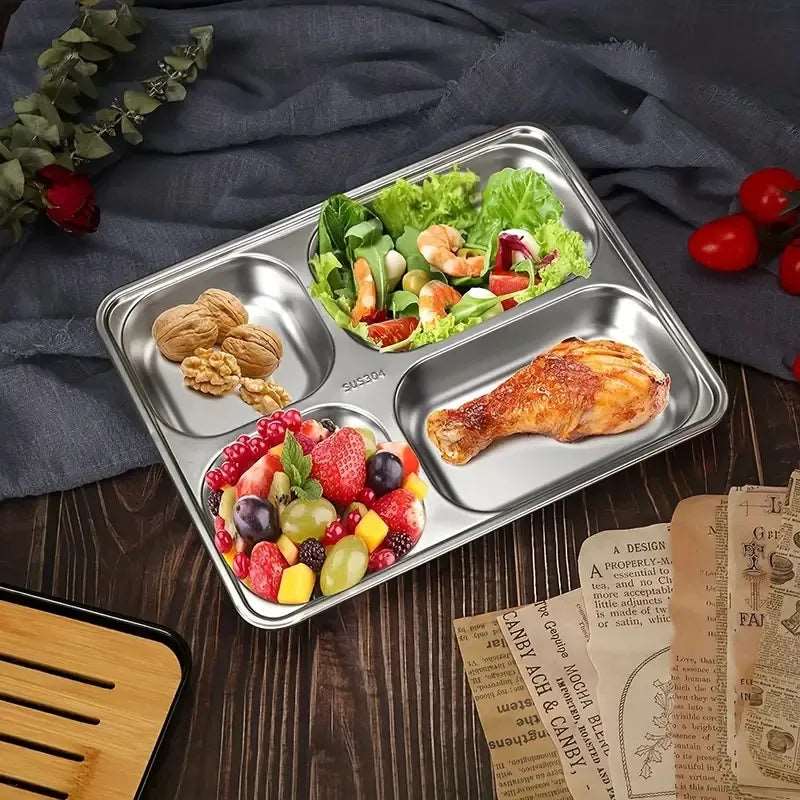 4 Compartments Stainless Steel Thali Plate - Techmanistan in Pakistan