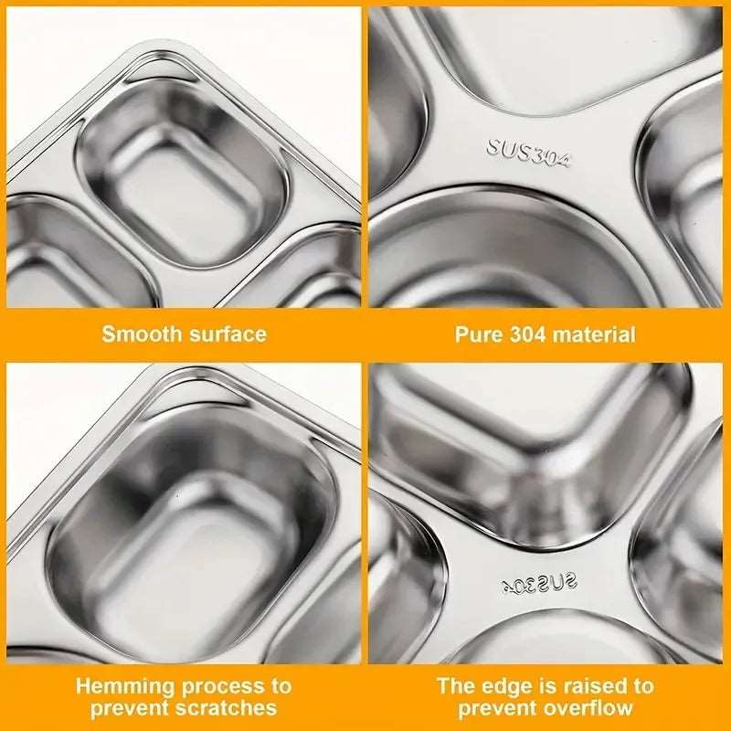 4 Compartments Stainless Steel Thali Plate - Techmanistan in Pakistan