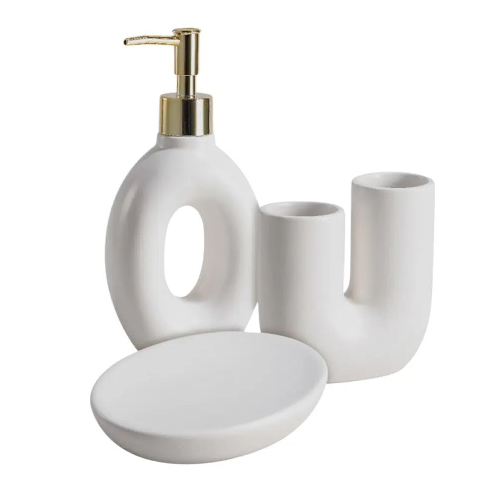4 - Piece Ceramic Bathroom Accessory Set - Techmanistan in Pakistan