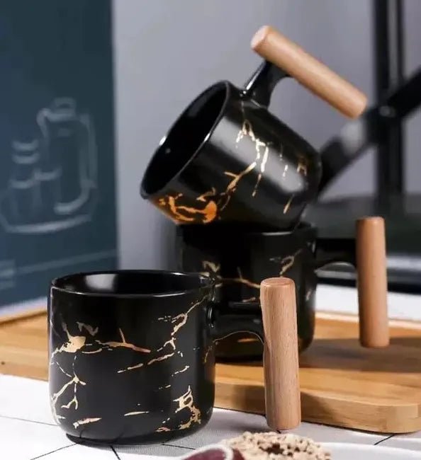 4 Pieces Tea Cups With Teapot & Wooden Tray - Techmanistan in Pakistan