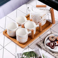 4 Pieces Tea Cups With Teapot & Wooden Tray - Techmanistan in Pakistan
