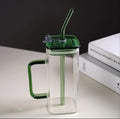 400ml Square Glass Mug With Handle, Straw & Lid - Techmanistan in Pakistan
