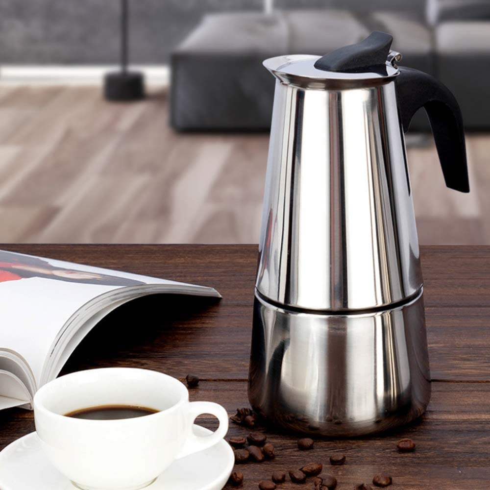 Stainless Steel Stovetop Espresso Maker Manual Coffee Maker Machine - 6 Cups/300ml, Stainless Steel Moka Pot Coffee Pot Portable Tea Maker Espresso Coffee Maker, Espresso Coffee Maker, Cappuccino Maker, Portable Coffee Maker, Coffee and Tea Maker My Store
