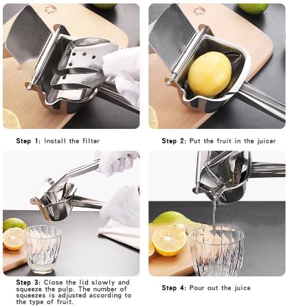 Techmanistan Stainless Steel Fruit Press, Stainless Steel Manual