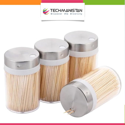 450 Bamboo Toothpicks with Refillable Dispenser - Techmanistan in Pakistan