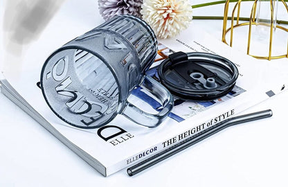 450ml Glass Tumbler With Straw & Lid - Techmanistan in Pakistan