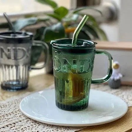 450ml Glass Tumbler With Straw & Lid - Techmanistan in Pakistan