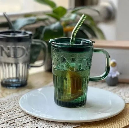 450ml Glass Tumbler With Straw & Lid - Techmanistan in Pakistan