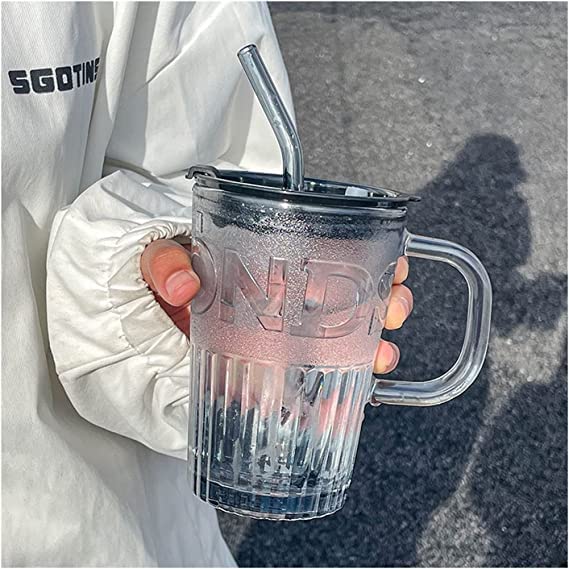 450ml Glass Tumbler With Straw & Lid - Techmanistan in Pakistan