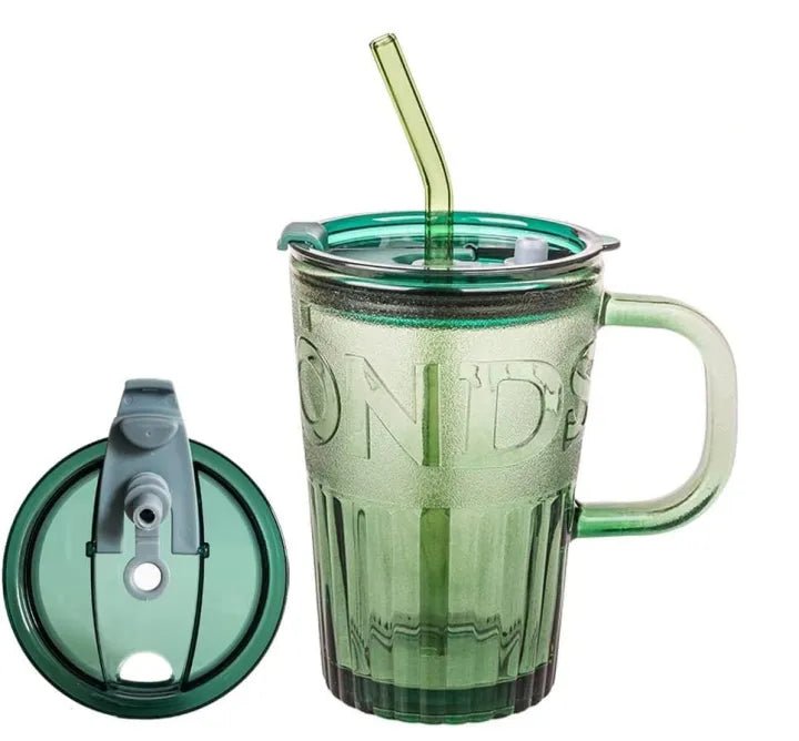450ml Glass Tumbler With Straw & Lid - Techmanistan in Pakistan
