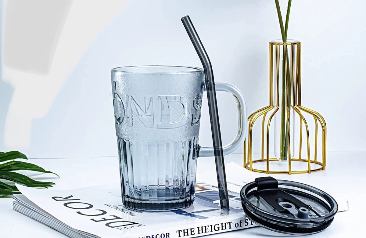 450ml Glass Tumbler With Straw & Lid - Techmanistan in Pakistan