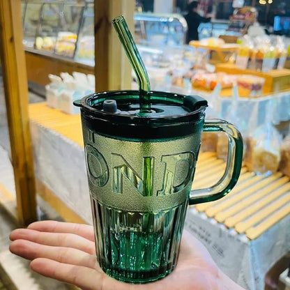 450ml Glass Tumbler With Straw & Lid - Techmanistan in Pakistan