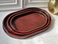 Set of 3 - Oval Serving Trays with Integrated Handles