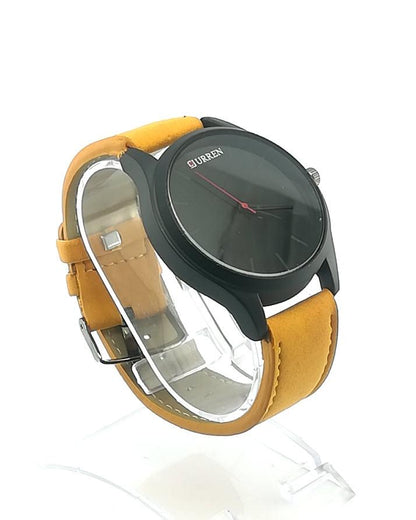 Leather Analog Watch for Men - Yellow My Store