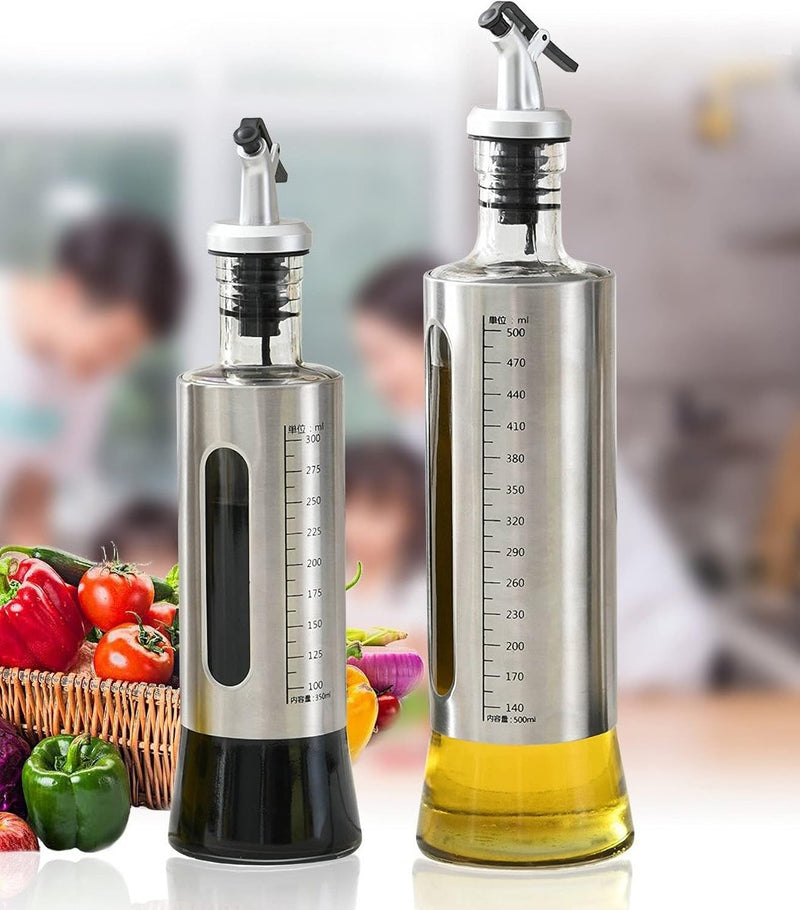 Stainless Steel and Glass Oil Dispenser Bottle Techmanistan