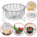 12in1 Stainless Steel Kitchen Colander Strainer Foldable Chef Basket Techmanistan