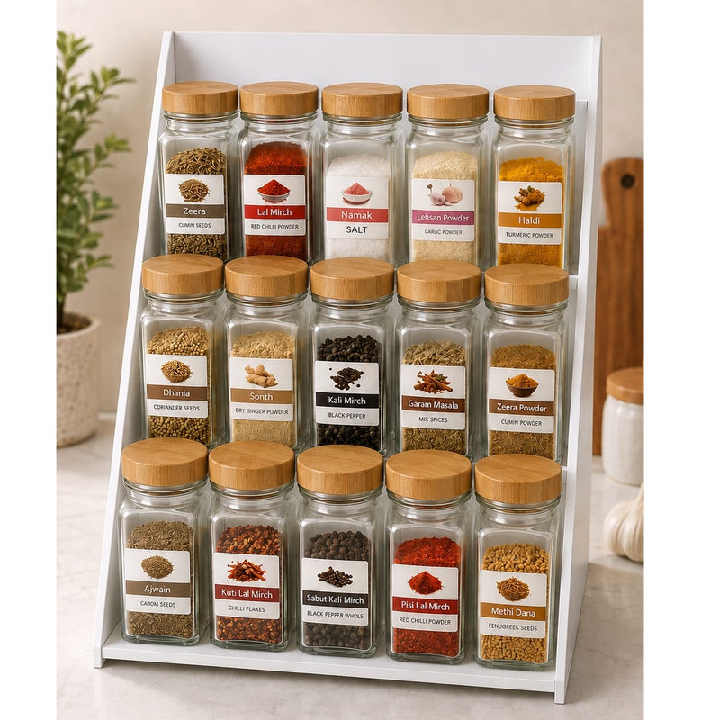 Set of 15 Spice Bottles with Stand, 3-Tier Spice Organizer