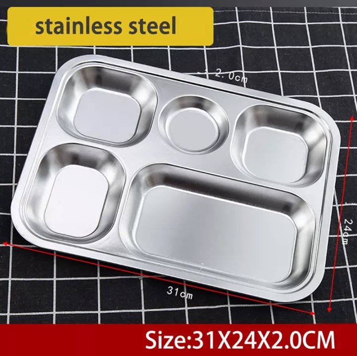 5 Compartments Stainless Steel Plate - Techmanistan in Pakistan