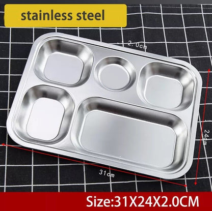 5 Compartments Stainless Steel Plate - Techmanistan in Pakistan