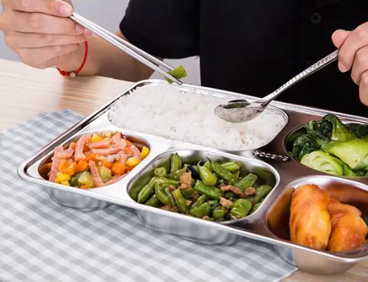 5 Compartments Stainless Steel Plate - Techmanistan in Pakistan