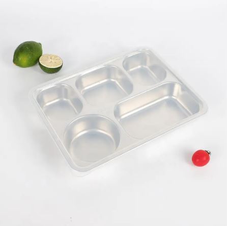 5 Compartments Stainless Steel Plate - Techmanistan in Pakistan