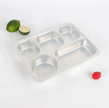 5 Compartments Stainless Steel Plate - Techmanistan in Pakistan