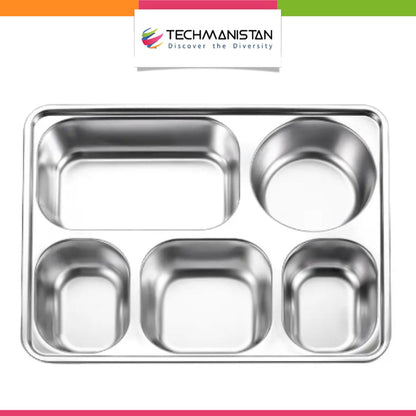 5 Compartments Stainless Steel Plate - Techmanistan in Pakistan