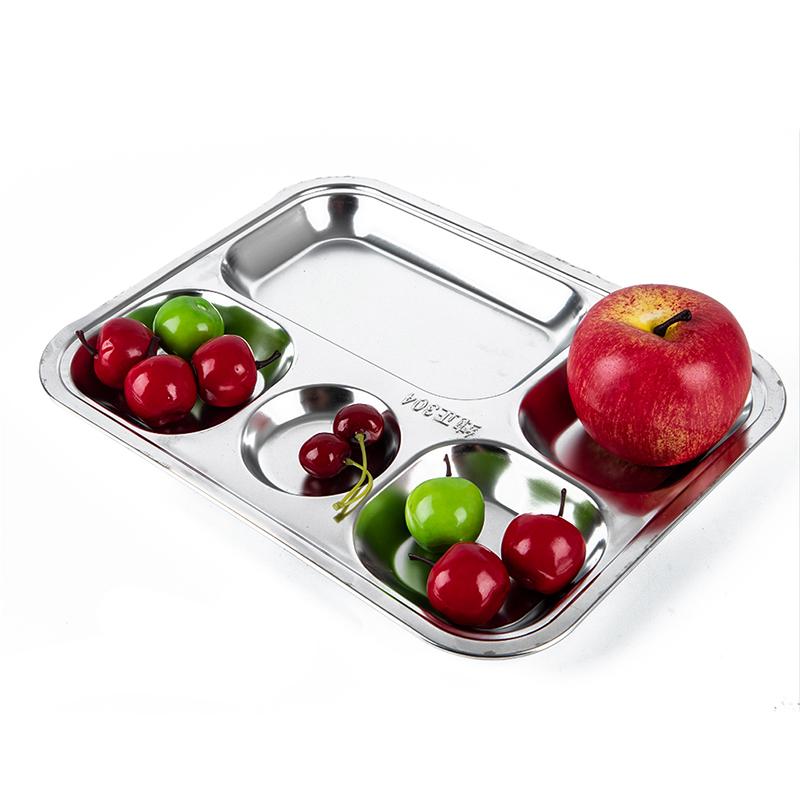 5 Compartments Stainless Steel Plate - Techmanistan in Pakistan