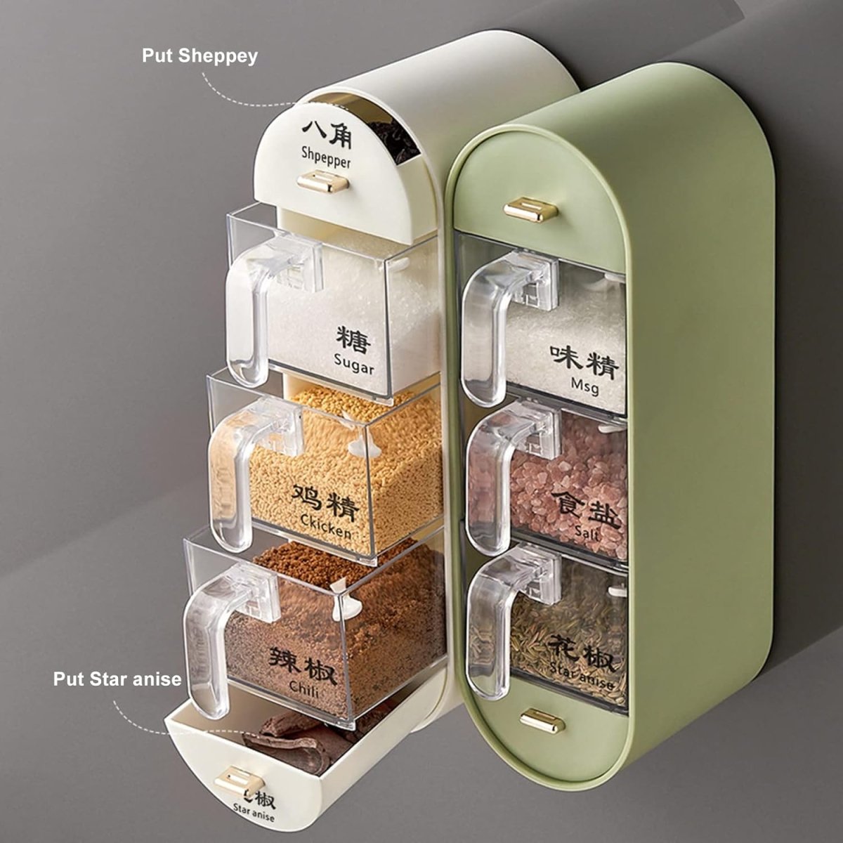 5 Compartments Wall Mounted Spice Organizer - Techmanistan in Pakistan
