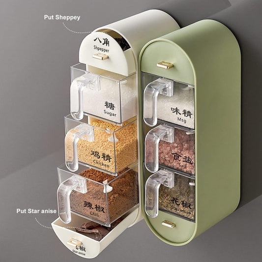 5 Compartments Wall Mounted Spice Organizer - Techmanistan in Pakistan