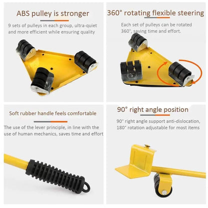 5 Pcs 360 Degree Rotating Furniture Moving Wheels with Wheel Bar - Techmanistan in Pakistan