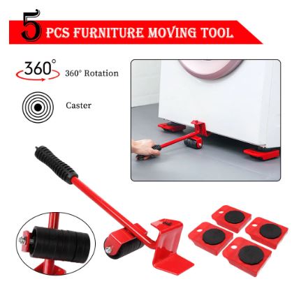 5 Pcs 360 Degree Rotating Furniture Moving Wheels with Wheel Bar - Techmanistan in Pakistan